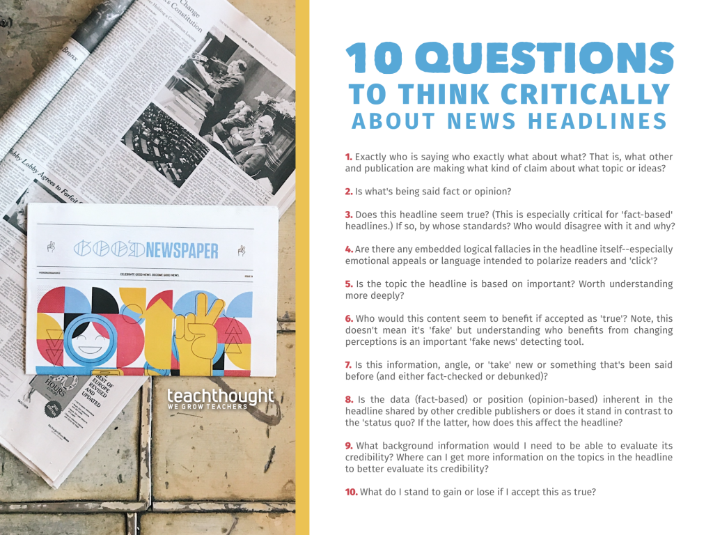20个问题，以帮助学生对新闻进行批判性思考