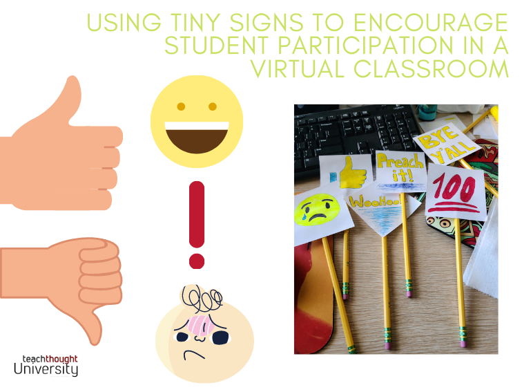 使用小迹象鼓励学生参与虚拟教室